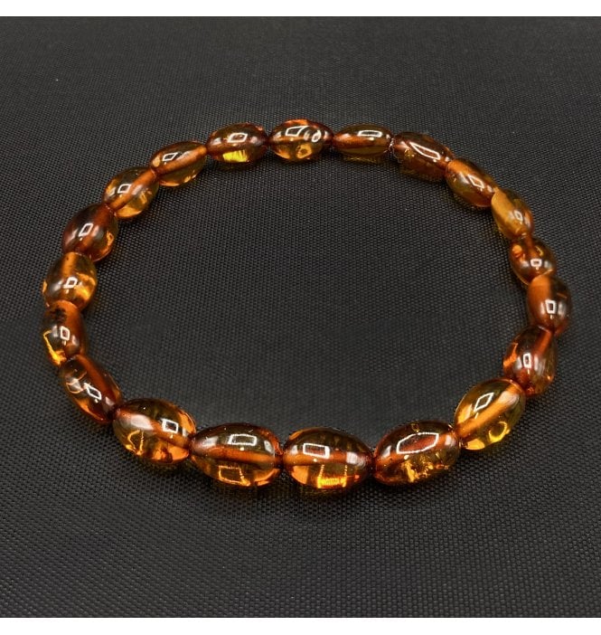 Baltic Amber Elasticated Beaded Bracelet (SKU Amber-177)