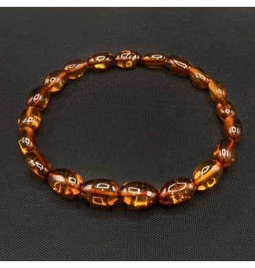 Baltic Amber Elasticated Beaded Bracelet (SKU Amber-177)