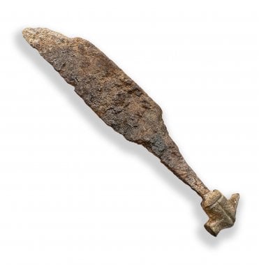 Ex. R.D.A. Smith Collection - British 118mm Tudor Age Iron Knife with Cooper Alloy Animal Head Pommel (SKU ANT385)