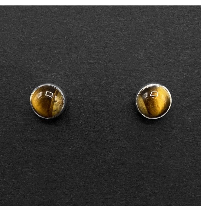 Silver Tigers Eye Earrings (SKU GEMS-035)