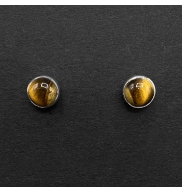 Silver Tigers Eye Earrings (SKU GEMS-035)