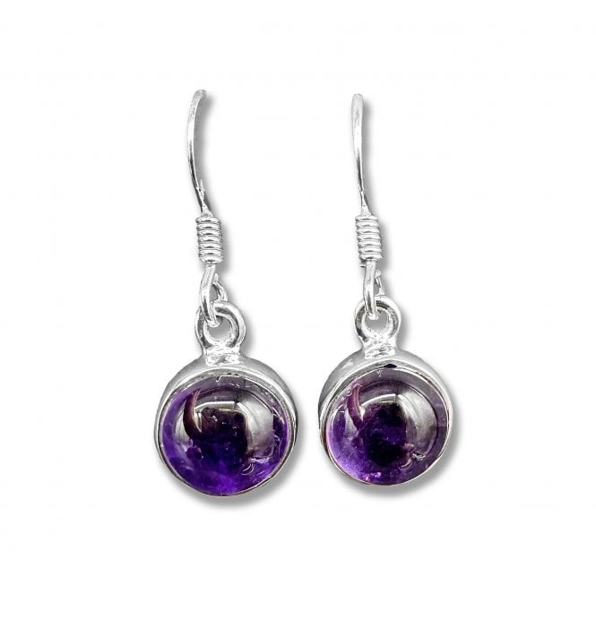 Sterling Silver Amethyst Drop Earrings (SKU GEMS-046)
