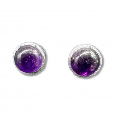 Sterling Silver Amethyst Stud Earrings (SKU GEMS-041)