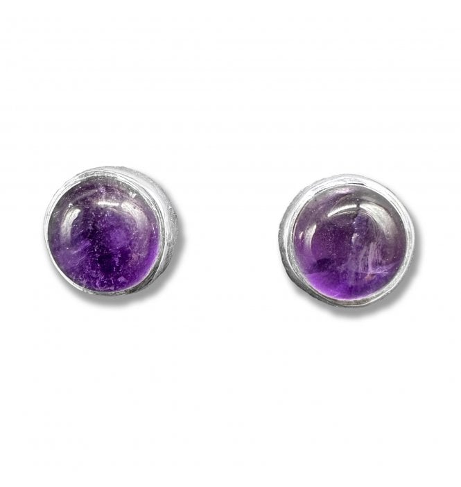 Sterling Silver Amethyst Stud Earrings (SKU GEMS-042)