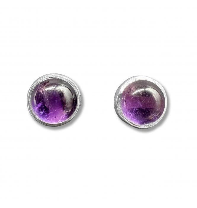 Sterling Silver Amethyst Stud Earrings (SKU GEMS-044)