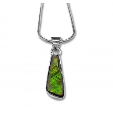 Sterling Silver Ammolite Pendant Necklace (SKU FOSSJ-110)