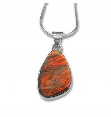 Sterling Silver Ammolite Pendant Necklace (SKU FOSSJ-115)