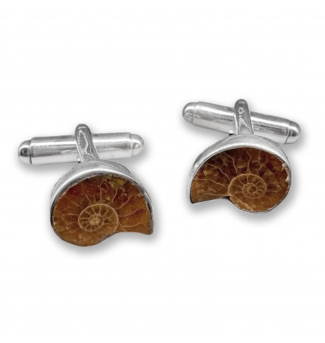 Sterling Silver Ammonite Cufflinks (SKU FOSSJ-122)