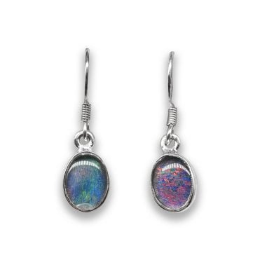 Sterling Silver Australian Opal Drop Earrings (SKU GEMS-115)