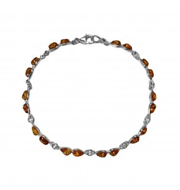 Sterling Silver Baltic Amber Bracelet