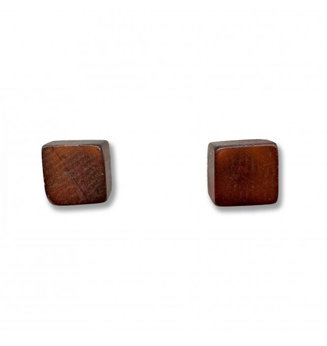 Sterling Silver Baltic Amber Cube Stud Earrings (SKU Amber-211)