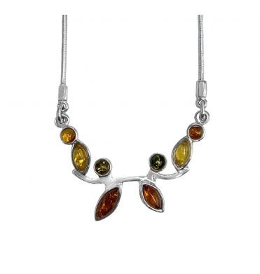Sterling Silver Baltic Amber Necklace