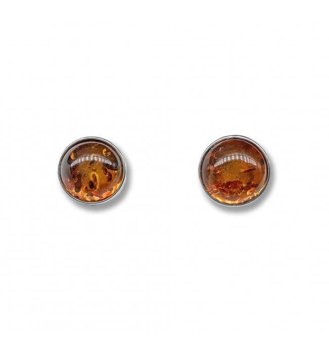 Sterling Silver Baltic Amber Stud Earrings (SKU Amber-196)