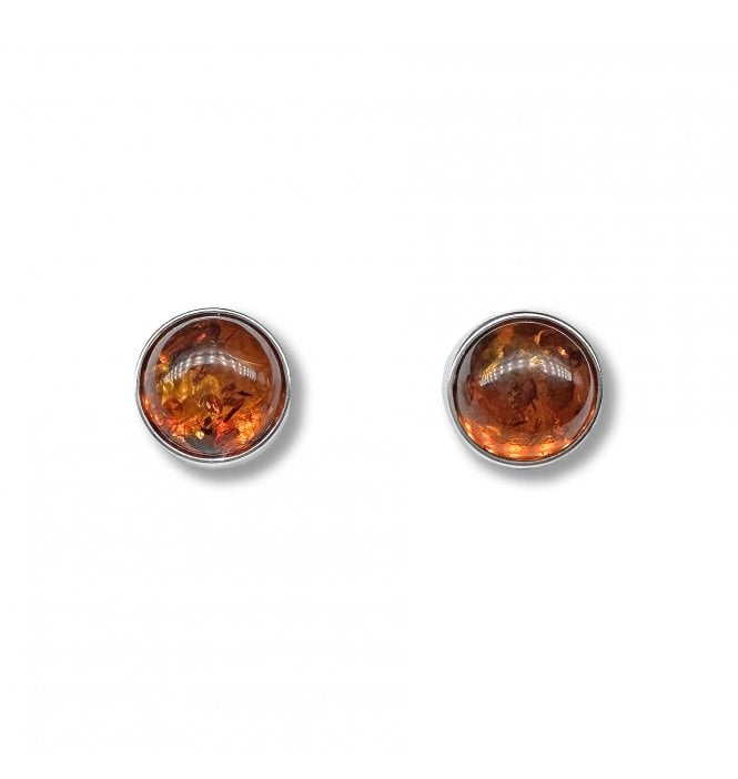 Sterling Silver Baltic Amber Stud Earrings (SKU Amber-200)