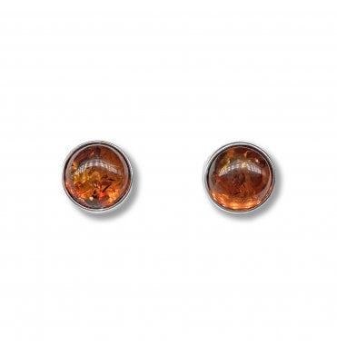 Sterling Silver Baltic Amber Stud Earrings (SKU Amber-200)