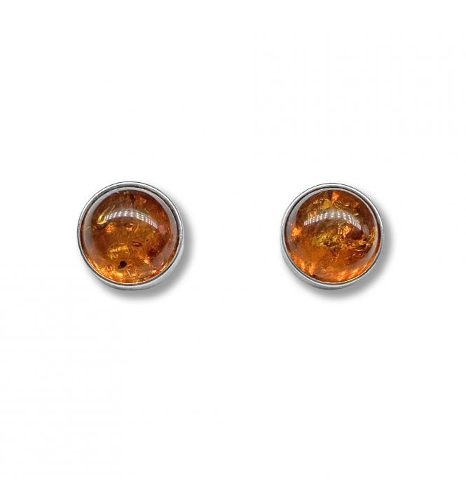 Sterling Silver Baltic Amber Stud Earrings (SKU Amber-203)