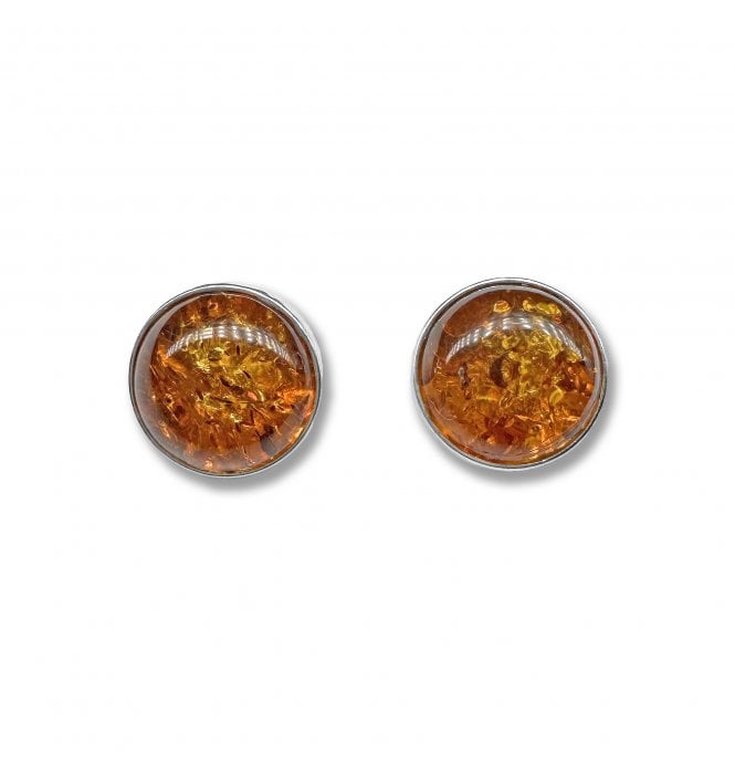 Sterling Silver Baltic Amber Stud Earrings (SKU Amber-204)