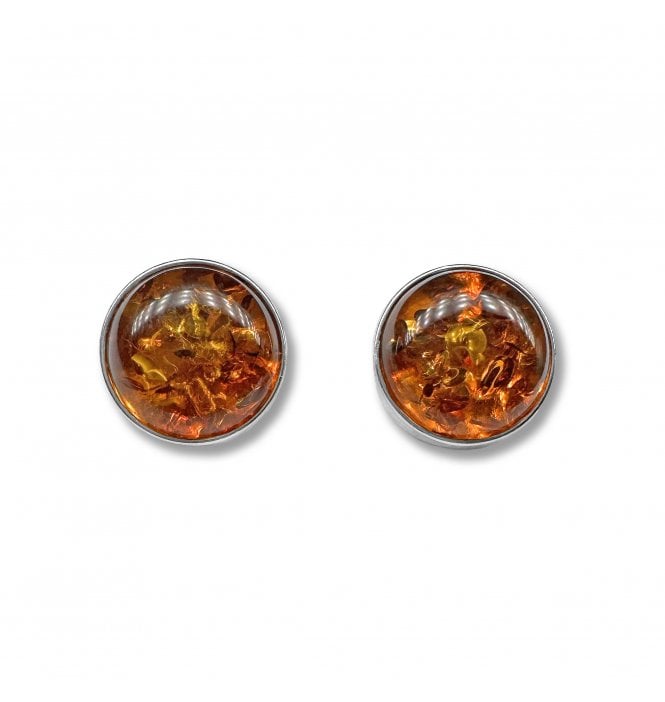 Sterling Silver Baltic Amber Stud Earrings (SKU Amber-205)