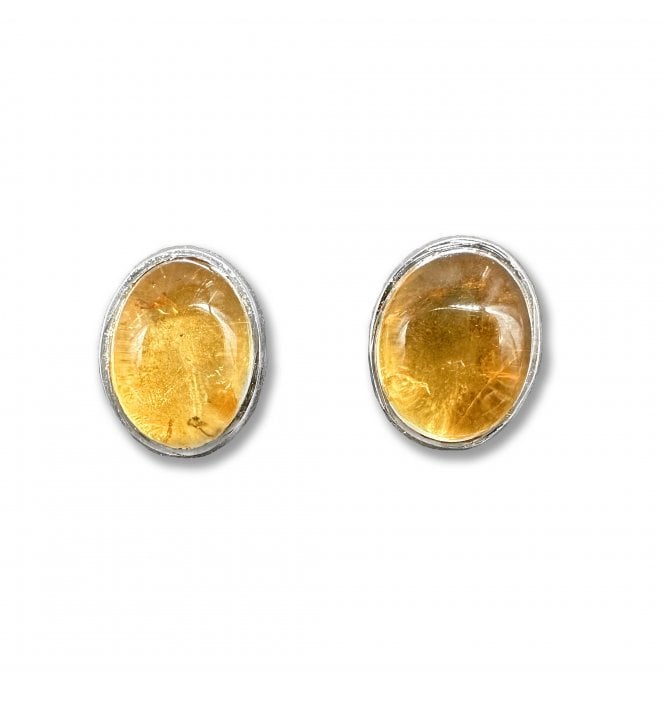 Sterling Silver Citrine Stud Earrings (SKU GEMS-050)