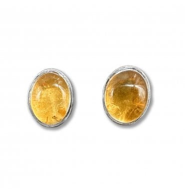 Sterling Silver Citrine Stud Earrings (SKU GEMS-050)