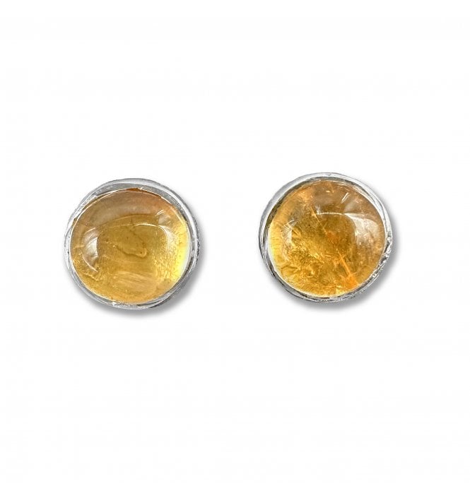 Sterling Silver Citrine Stud Earrings (SKU GEMS-051)