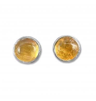 Sterling Silver Citrine Stud Earrings (SKU GEMS-051)