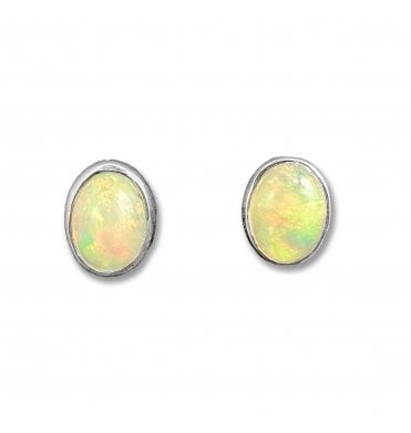 Sterling Silver Ethiopian Opal Stud Earrings (SKU GEMS-078)