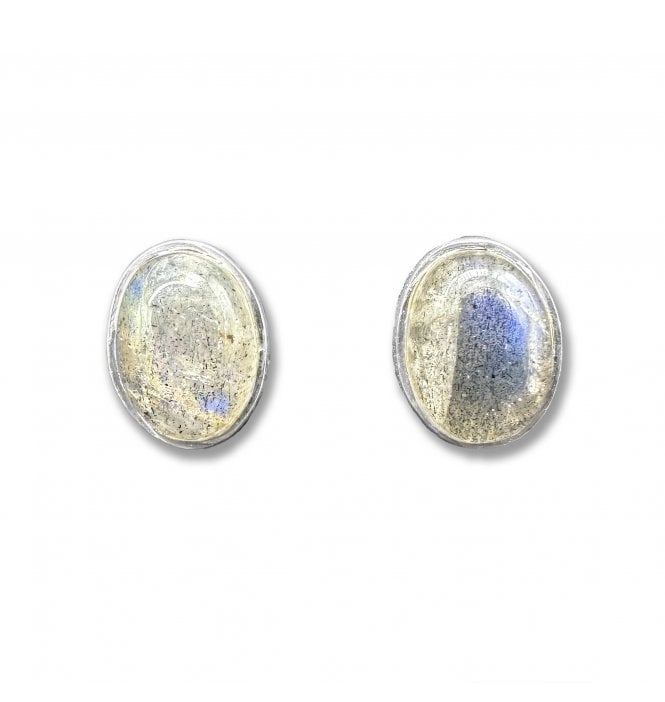 Sterling Silver Labradorite Stud Earrings (SKU GEMS-058)
