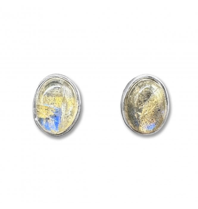 Sterling Silver Labradorite Stud Earrings (SKU GEMS-059)