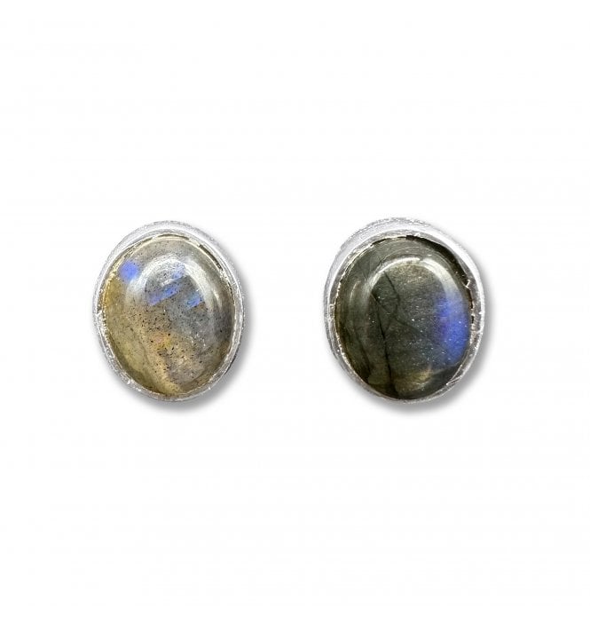Sterling Silver Labradorite Stud Earrings (SKU GEMS-060)