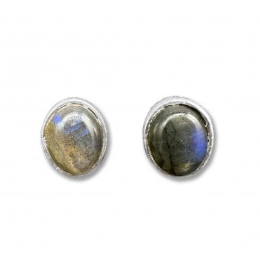 Sterling Silver Labradorite Stud Earrings (SKU GEMS-060)