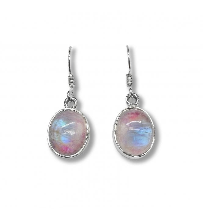Sterling Silver Moonstone Drop Earrings (SKU GEMS-104)