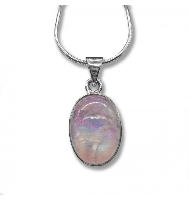 Sterling Silver Moonstone Pendant Necklace (SKU GEMS-107)