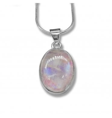 Sterling Silver Moonstone Pendant Necklace (SKU GEMS-109)