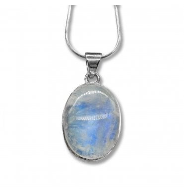 Sterling Silver Moonstone Pendant Necklace (SKU GEMS-111)