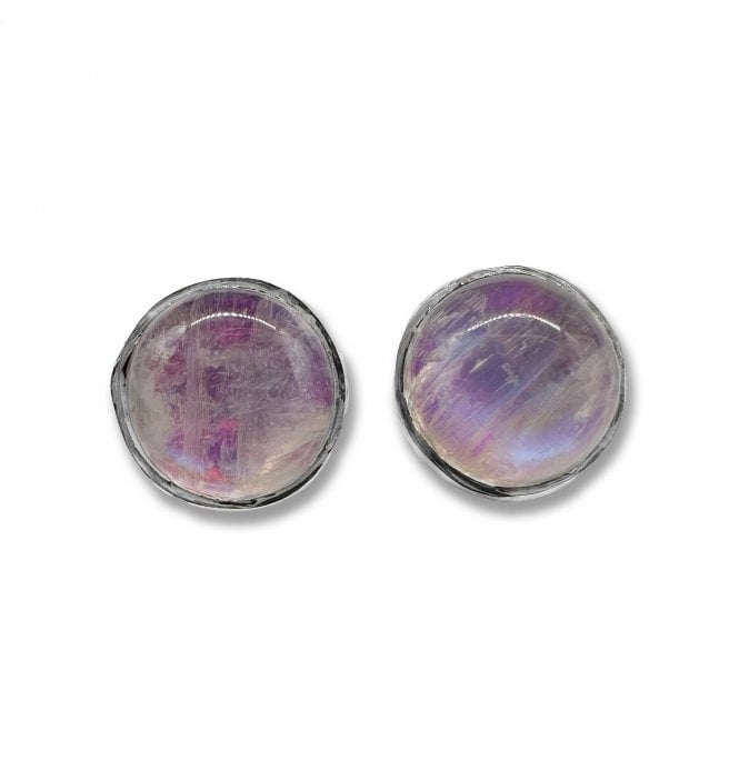 Sterling Silver Moonstone Stud Earrings (SKU GEMS-090)
