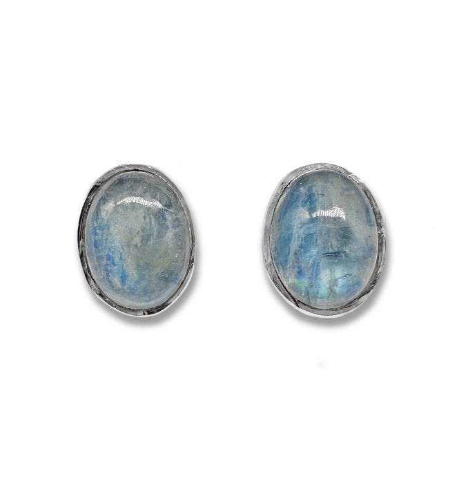 Sterling Silver Moonstone Stud Earrings (SKU GEMS-094)