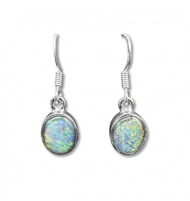 Sterling Silver Opal Drop Earrings (SKU GEMS-082)