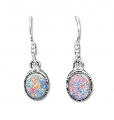 Sterling Silver Opal Drop Earrings (SKU GEMS-084)