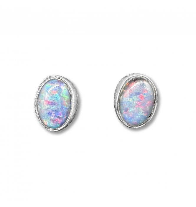 Sterling Silver Opal Stud Earrings (SKU GEMS-080)