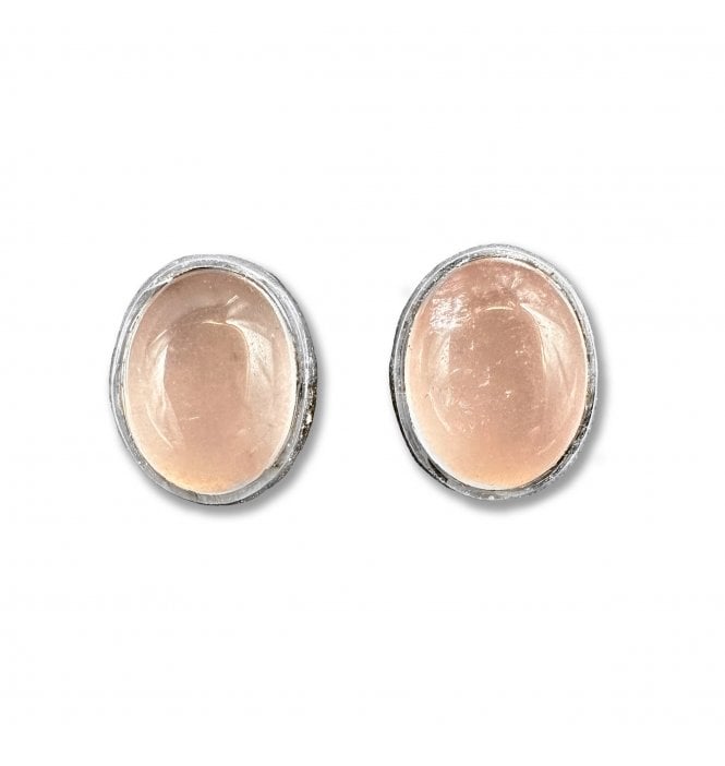 Sterling Silver Rose Quartz Stud Earrings (SKU GEMS-052)