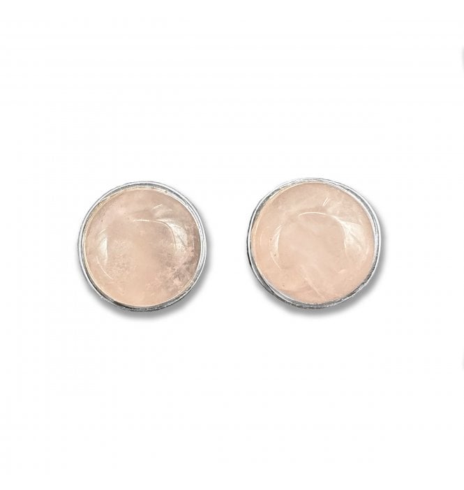 Sterling Silver Rose Quartz Stud Earrings (SKU GEMS-053)
