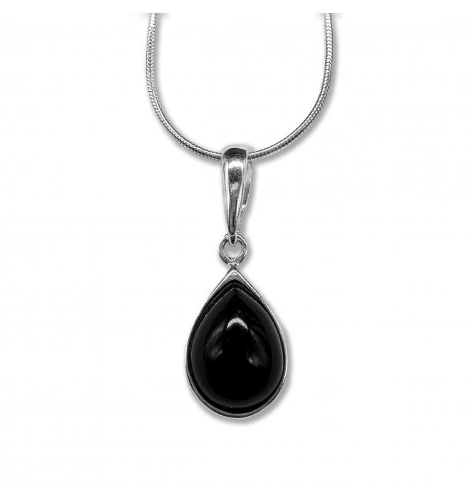 Sterling Silver Whitby Jet Pendant Necklace (SKU JET-084)