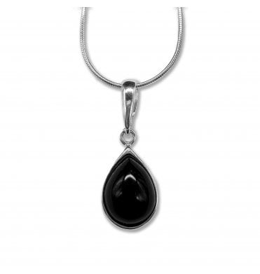 Sterling Silver Whitby Jet Pendant Necklace (SKU JET-084)