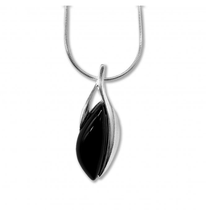 Sterling Silver Whitby Jet Pendant Necklace (SKU JET-088)
