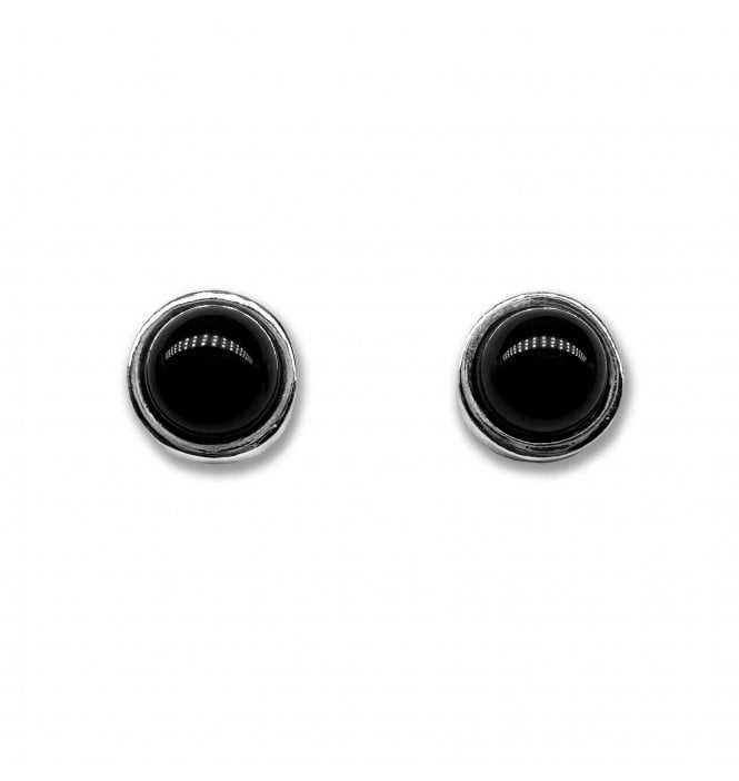 Sterling Silver Whitby Jet Stud Earrings (SKU JET-078)