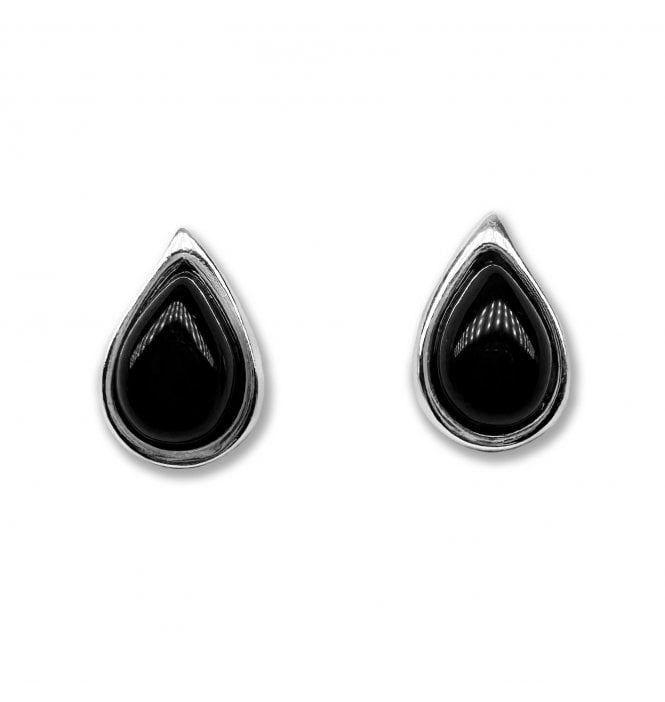 Sterling Silver Whitby Jet Teardrop Stud Earrings (SKU JET-082)