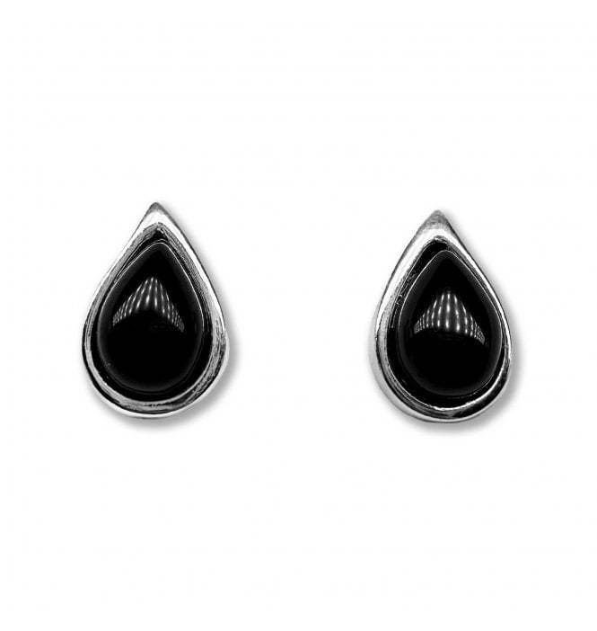 Sterling Silver Whitby Jet Teardrop Stud Earrings (SKU JET-083)