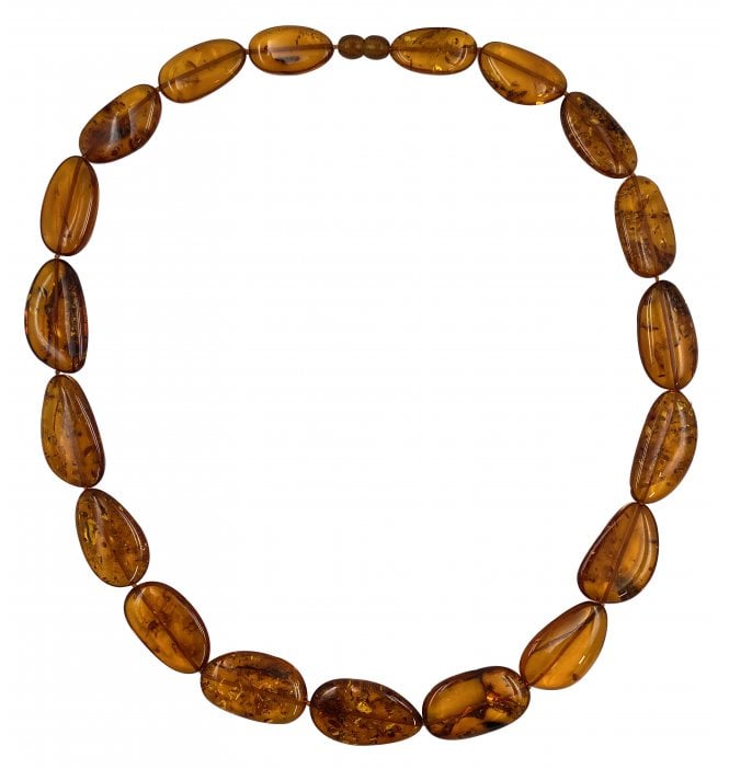 Unique Baltic Amber Organic Shaped Necklace (SKU Amber-097)