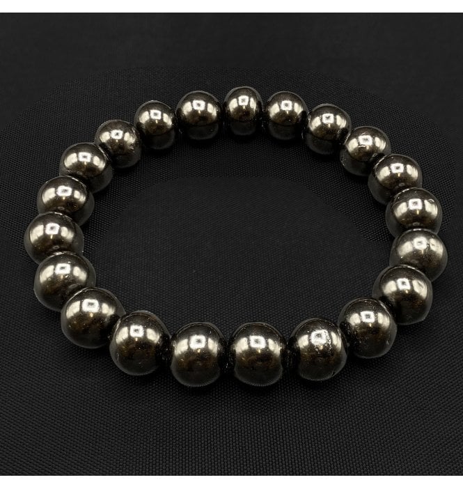 Whitby Jet 10 mm Elasticated Beaded Bracelet (SKU JET-069)
